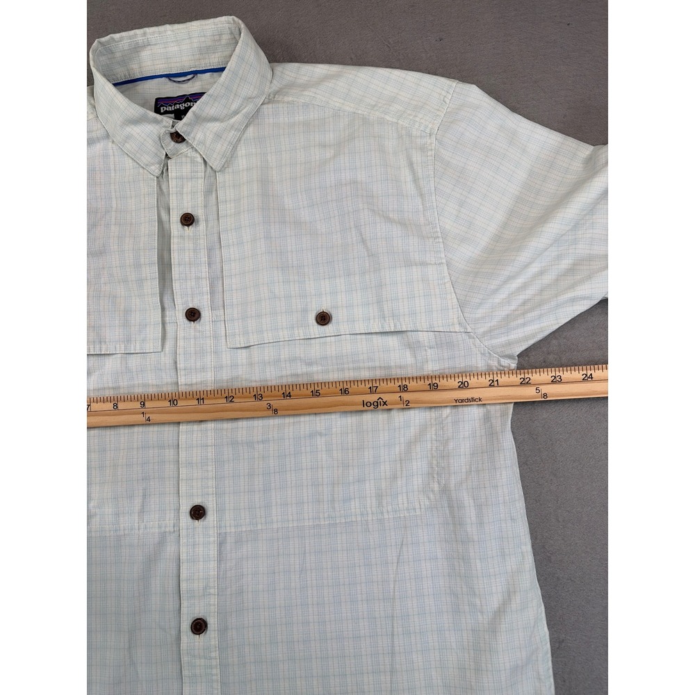 Patagonia Mens Short Sleeve Button Down Plaid Fishing Shirt Blue Medium - Picture 5 of 9